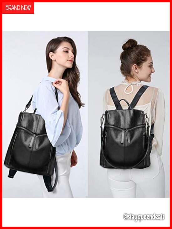 Large Waterproof Faux Leather Backpack Women Travel Work Daypack Anti-Theft main image 4